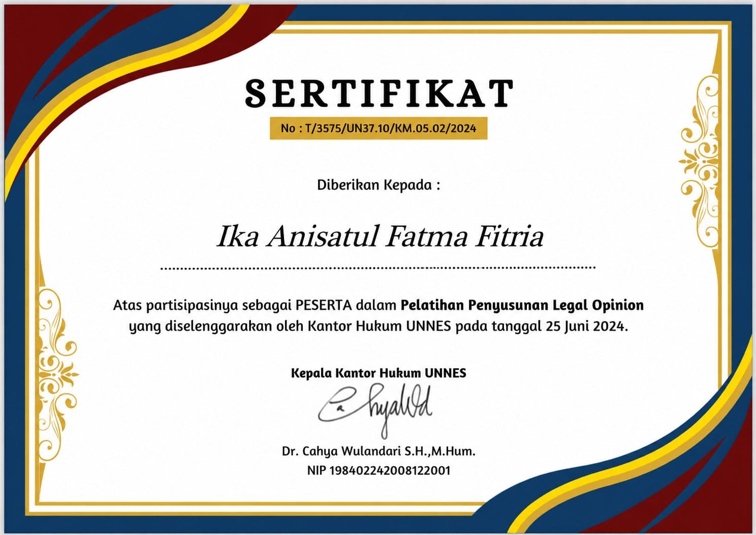 Pelatihan Penyusunan Legal Opinion